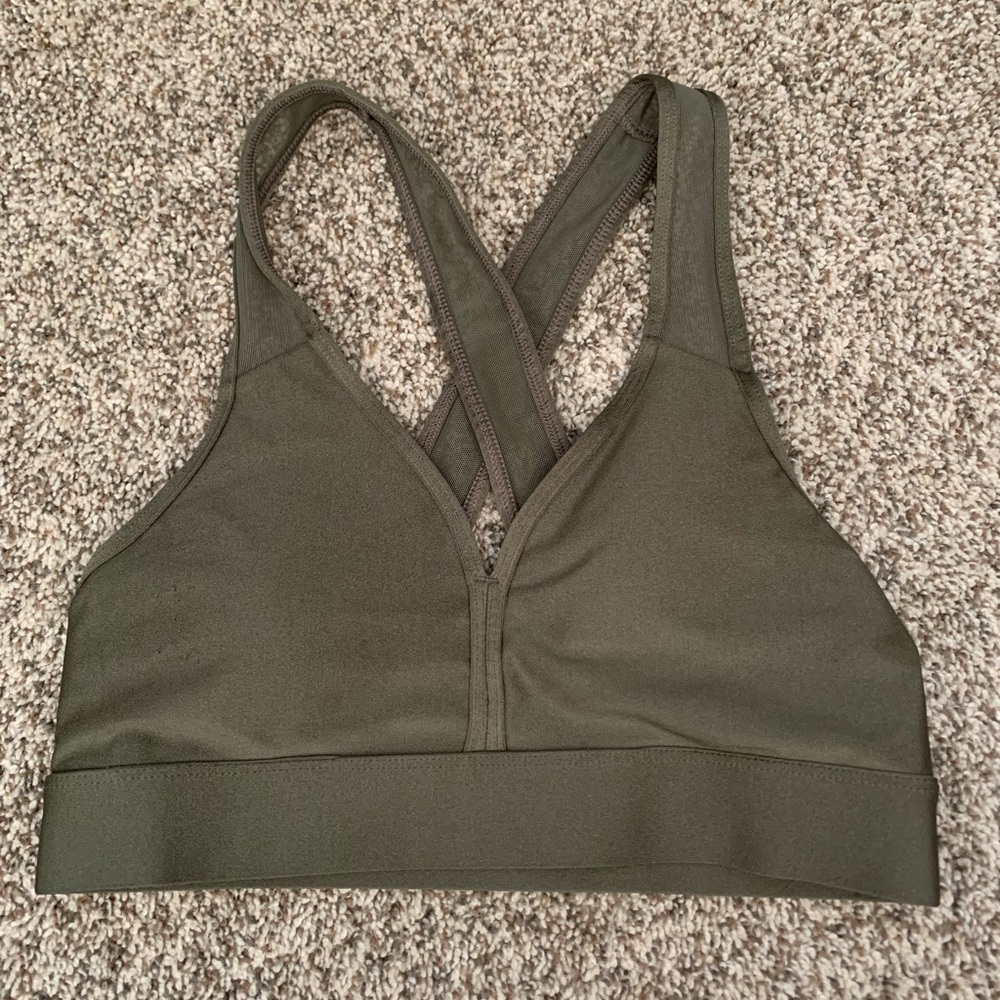 Fashion Nova Olive Green Crossback Sports Bra